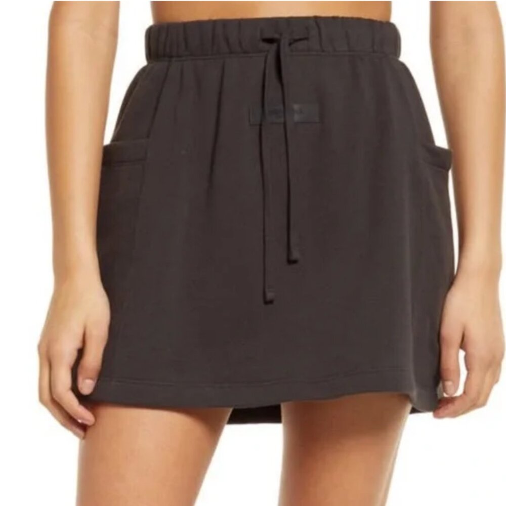 Essentials Black Cotton Mini Skirt Size: S